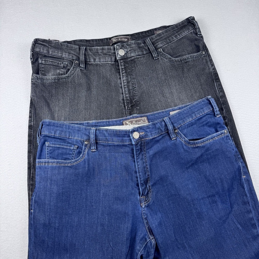Lot of 2 34 Heritage Charisma Jeans 42x32 Comfort Rise Denim Stretch Dark Wash